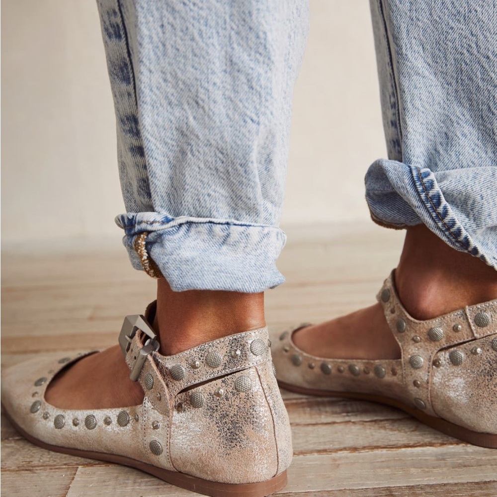 Free People Metallic Studded Leather Mystic Ballet Flats - Picture 7 of 7